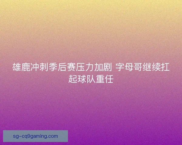 雄鹿冲刺季后赛压力加剧 字母哥继续扛起球队重任